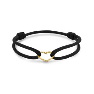 armband satijn zwart hart 13 - 26 cm