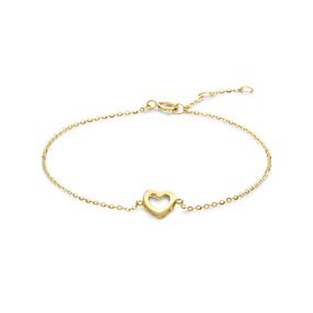 9k armband hartje 16,5 - 17,5 - 18,5 cm