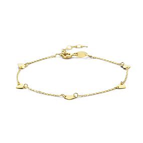 9k armband hartjes 16,5 + 2 cm